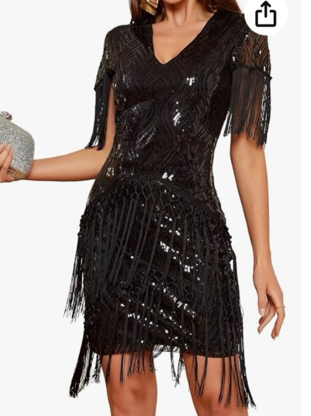Black Women 1920s Flapper Dress Sequin Tassels